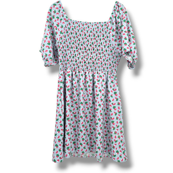 Michelle McDowell Women's Abstract Dots Cheetah Smocked Off Shoulder Dress Large - Picture 2 of 10